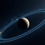 Egy bolygó sziderikus keringési idő modellje gyűrűkkel a háttérben.