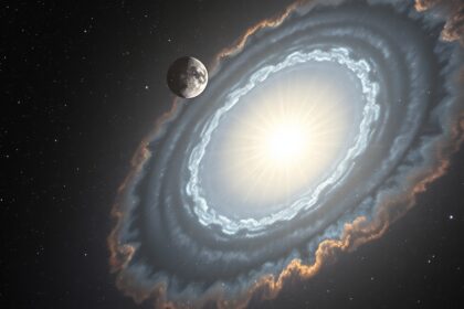 Kép a Szíriusz B fehér törpecsillagról és környező univerzális elemekről.