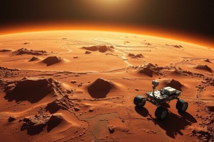 Zhurong rover on Mars surface exploring the red planet