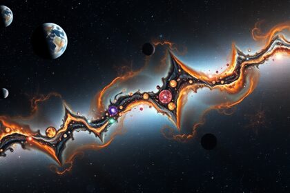 Színes galaxis és planéták illusztráció