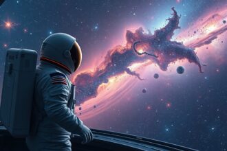 Űrhajós néz a galaxisra az űrben