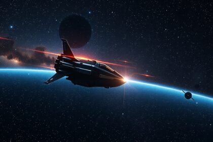 Űrhajó a világűrben, csillagok között