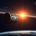 A Voyager 1 űrszonda a Szaturnusz gyűrűi előtt a világűrben.