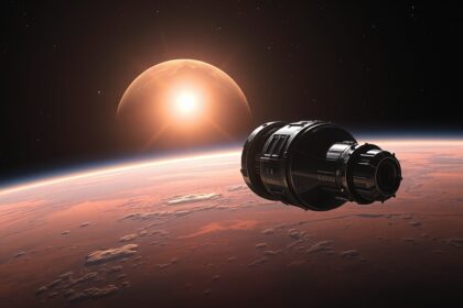 Zond 2 űrszonda Mars közelében napfelkeltével