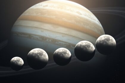 Skandináv holdcsoport és Uránusz, űrbeli kép