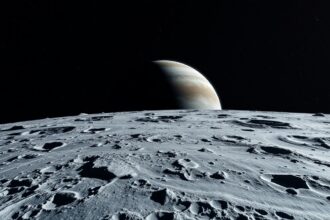 Kale hold és Jupiter bolygó látképe az űrből