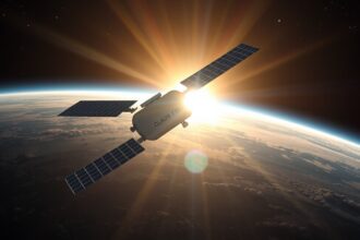 Ulysses űrszonda napfényben, Föld és űr háttérrel