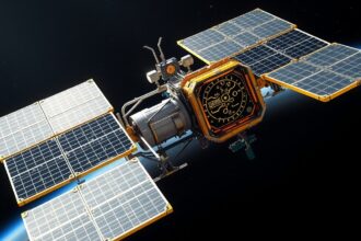 James Webb űrteleszkóp a világűrben, napenergia panellel