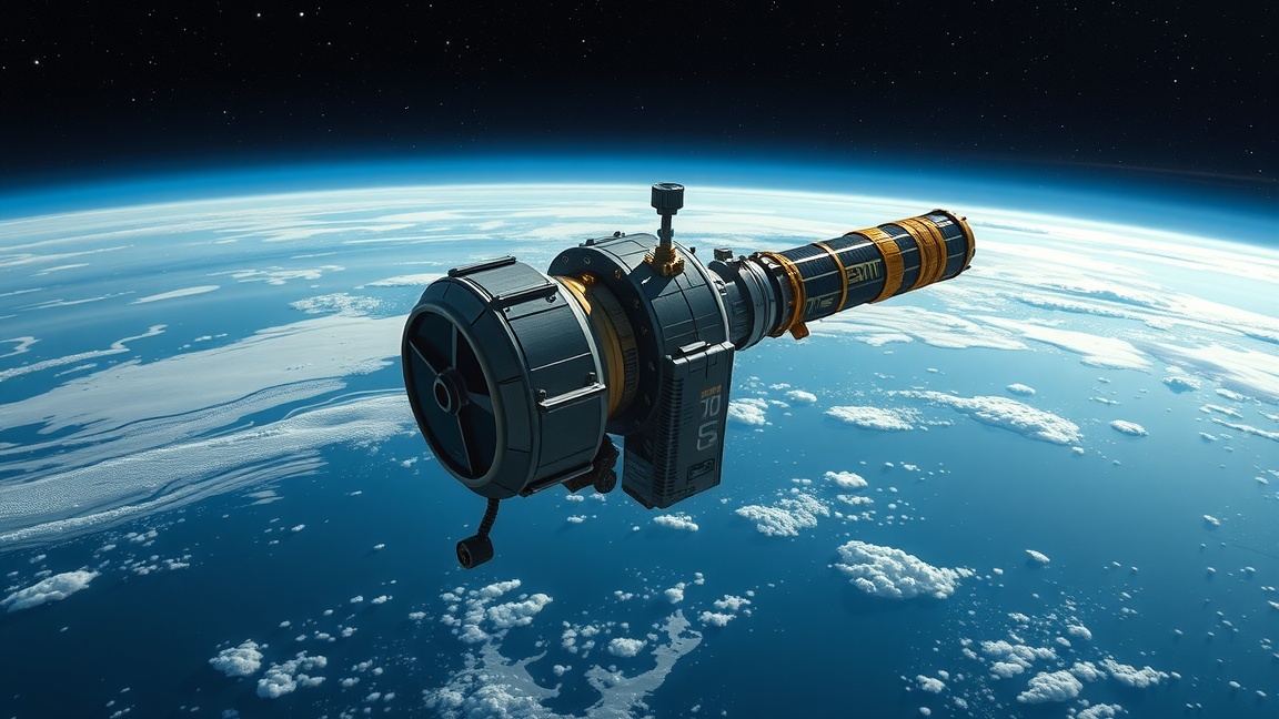 Hubble űrteleszkóp az űrben, a Föld felett lebegve