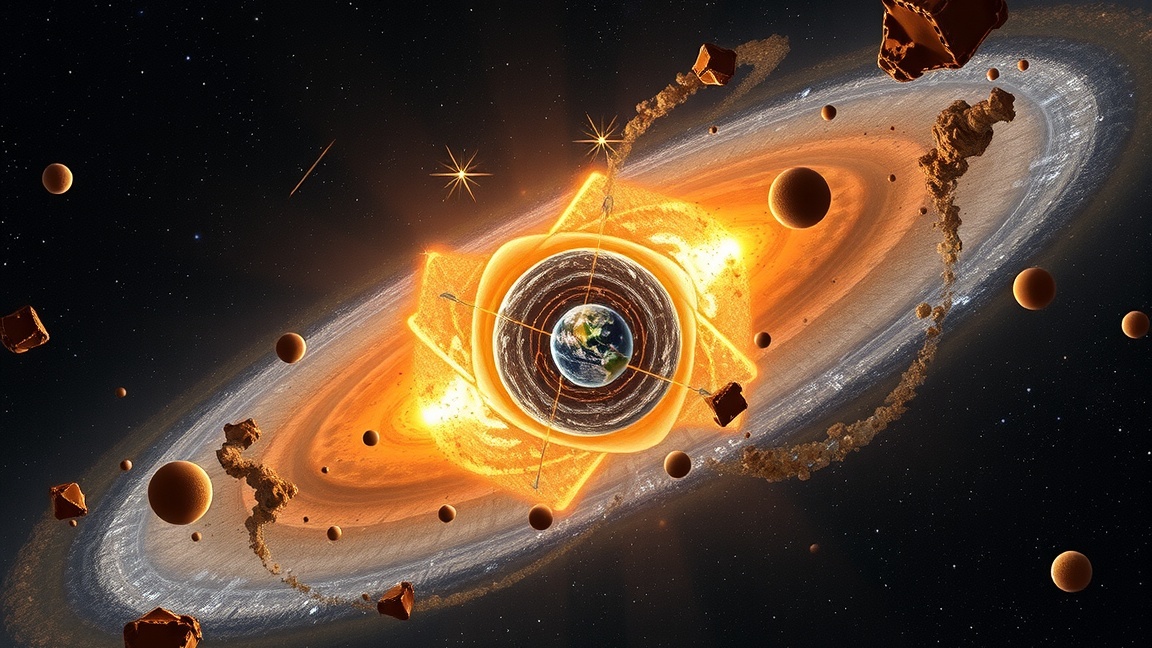 Absztrakt kép az M Polar csillagról és egy galaxisról