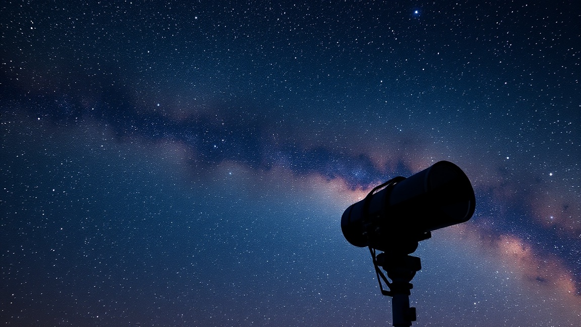 Távcső a csillagos ég alatt a galaxis fényében