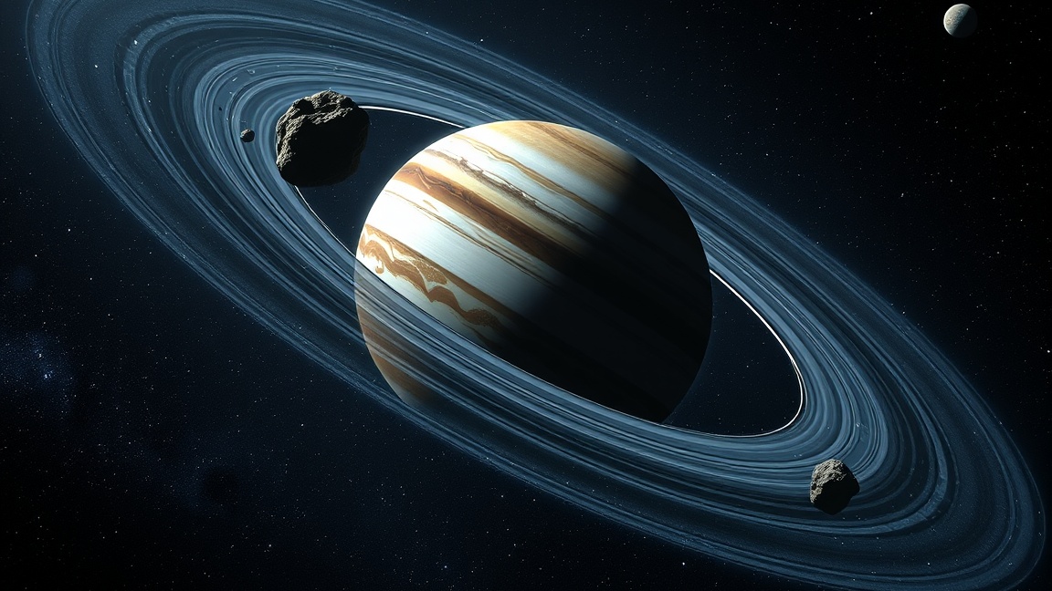 Trójai kisbolygók a Jupiter körüli gyűrűs rendszerében.