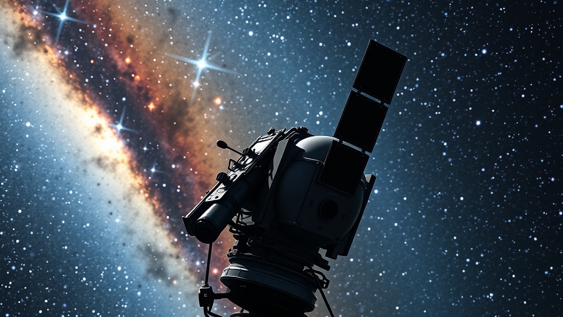 Űr-VLBI antenna a csillagászatban, háttérben a galaxisokkal